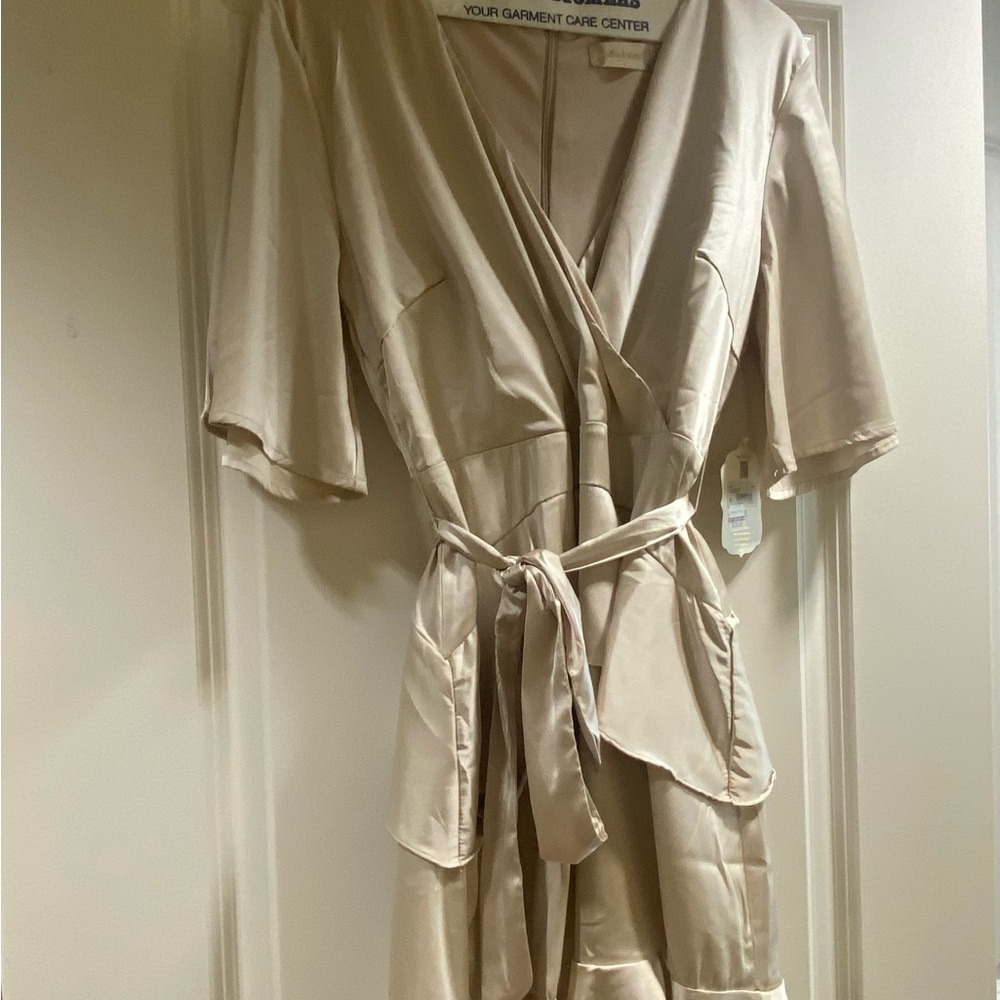 Altar’d State mini satin dress in Champagne, sz L